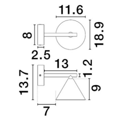 LUCES SALVADO LE45593/6 wall lamp GU10 gold, mocha aluminum