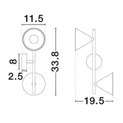 LUCES SALVADO LE45592/7 kinkiet 2xGU10 kolor złoty, mokka