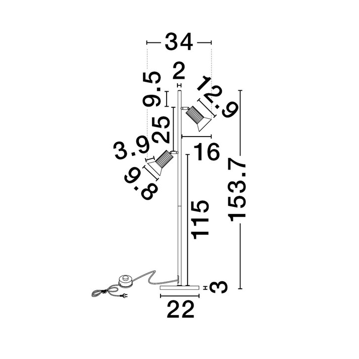 LUCES MARENZO LE45612/3 lampa podłogowa 2xGU10 złoty brązowy