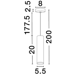 LUCES ZENFARO LE45669/72 lampa wisząca Ø5,5cm czarna, biała