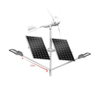 Lampa uliczna hybrydowa LED 2x40W słup 6m, panel, turbina