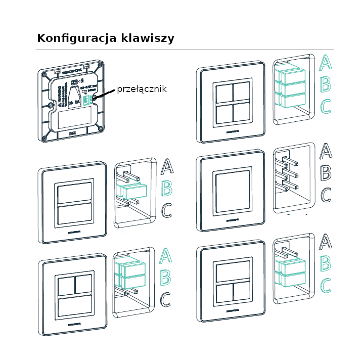 Panel przyciskowy DALI-2 z LED biały/czarny/złoty/srebrny