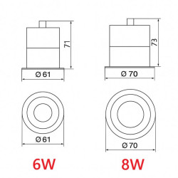 LOONARI NERI recessed LED IP44 3000K-4000K-6000K power 6W-8W