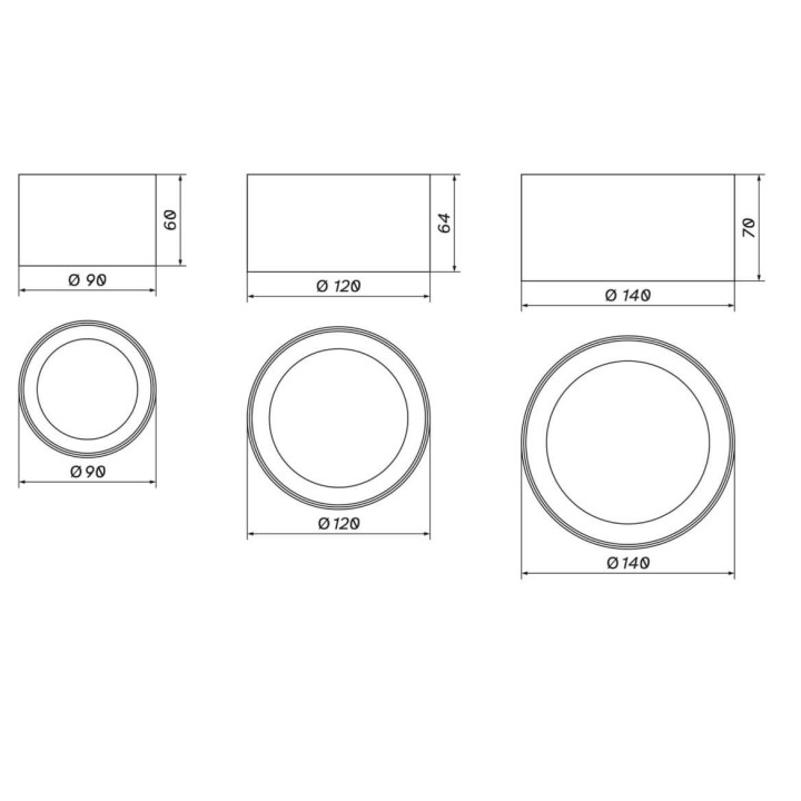 LOONARI NEA lampa natynkowa LED moc 8-15W 3000K-4000K-5000K wymiary