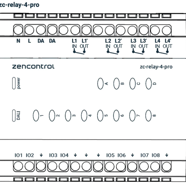 ZENCONTROL relay module 4x10A and 8 in/out