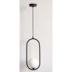 ADANI CORDEL BLACK pendant lamp with a milky shade E14