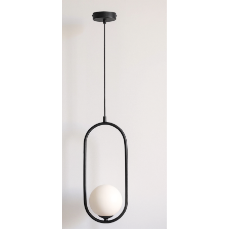 ADANI CORDEL BLACK pendant lamp with a milky shade E14 ADANI CORDEL BLACK pendant lamp with a milky shade E14