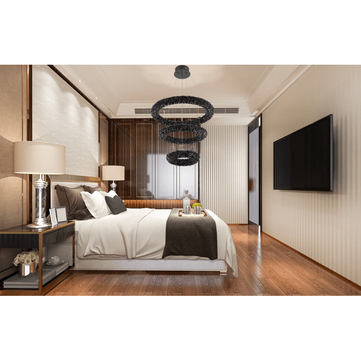 ADANI Swarovski lampa wisząca LED 80cm kryształ czarna złota