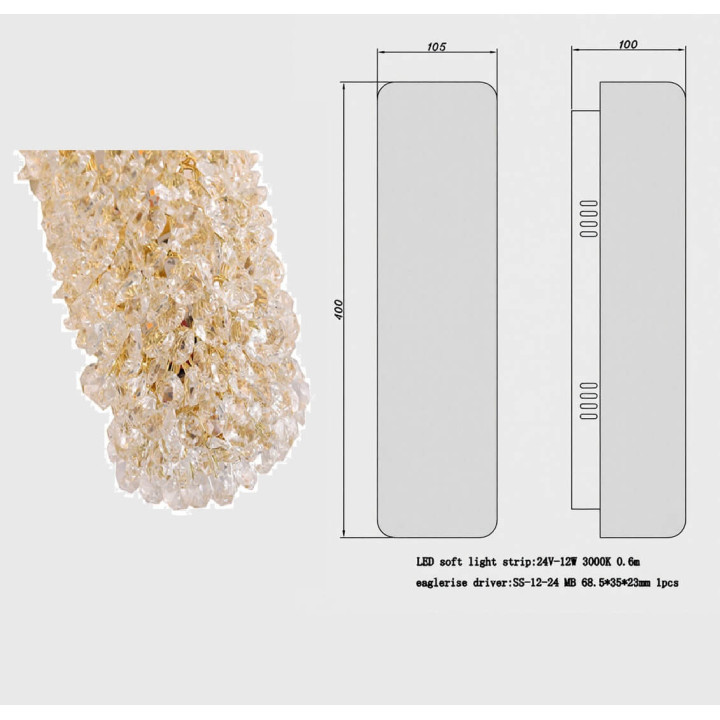 ADANI Swarovski LED 10W wall lamp 3000K gold, black