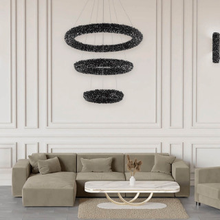 ADANI Swarovski lampa wisząca LED 80cm kryształki czarna, złota