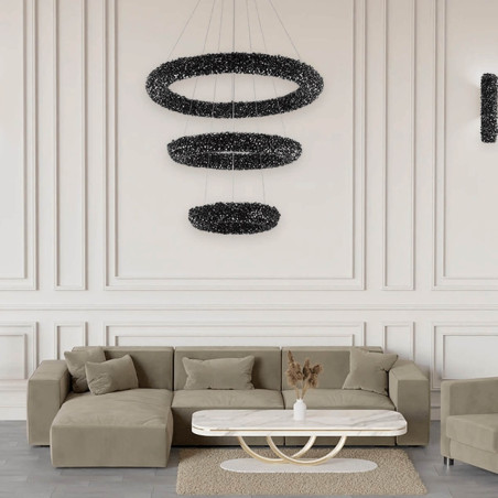 ADANI Swarovski LED Pendant Lamp 80cm crystals black, gold
