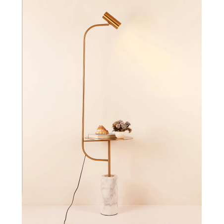 ADANI MOZAMBIK lampa podłogowa złota, marmurowa podstawa