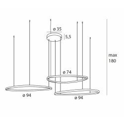 MAXLIGHT Cayenne 3 P0604D lampa wisząca LED 3000K 3-ring