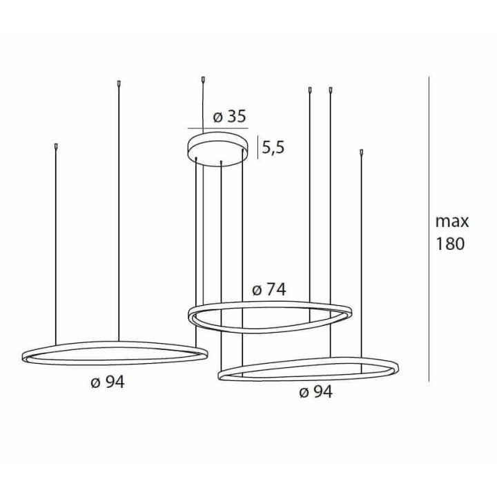 MAXLIGHT Cayenne 3 P0604D LED pendant lamp 3000K 3-ring