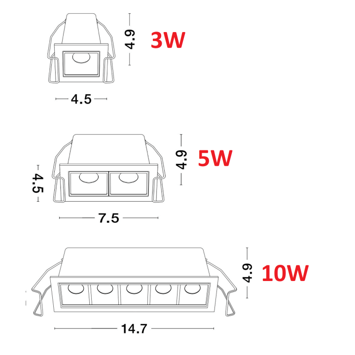 LUCES BETARRO LE65126/7/8 oprawa wpuszczana LED 3W/5W/10W