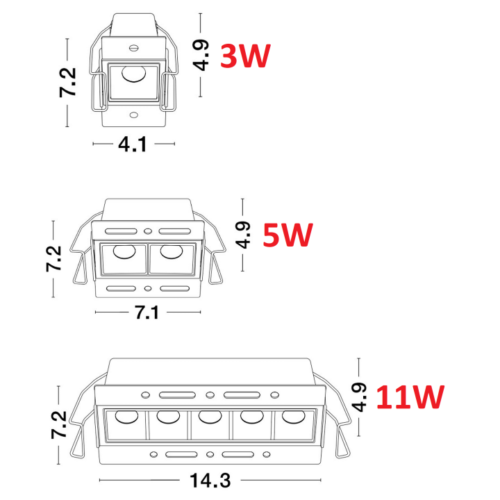 LUCES BETARRO LE65123/4/5 recessed luminaire 3000K 3 sizes