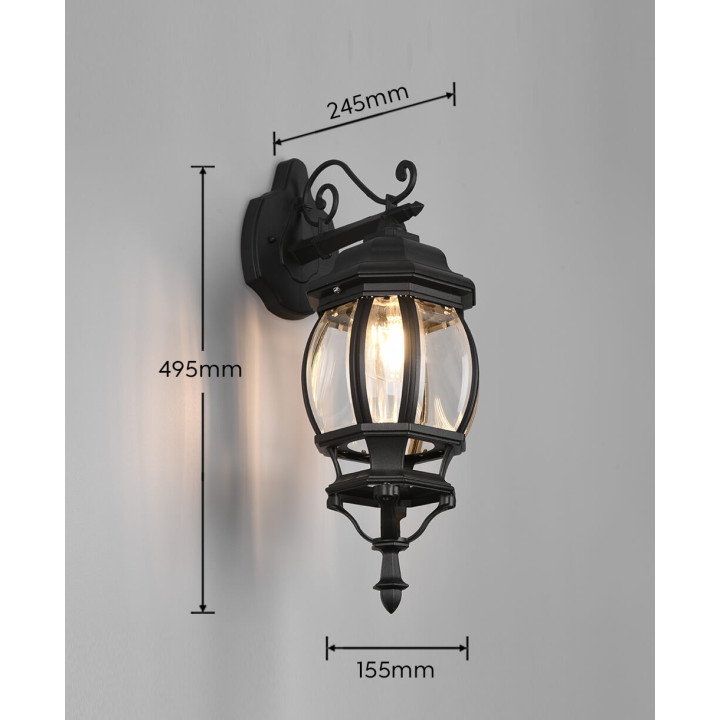 TRIO ELVO outdoor wall lamp E27 black aluminum stylish