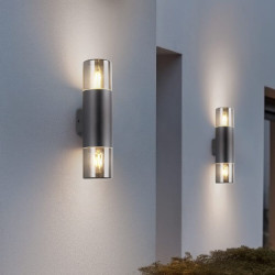 TRIO HOOSIC outdoor wall lamp IP44 black, up/down lighting