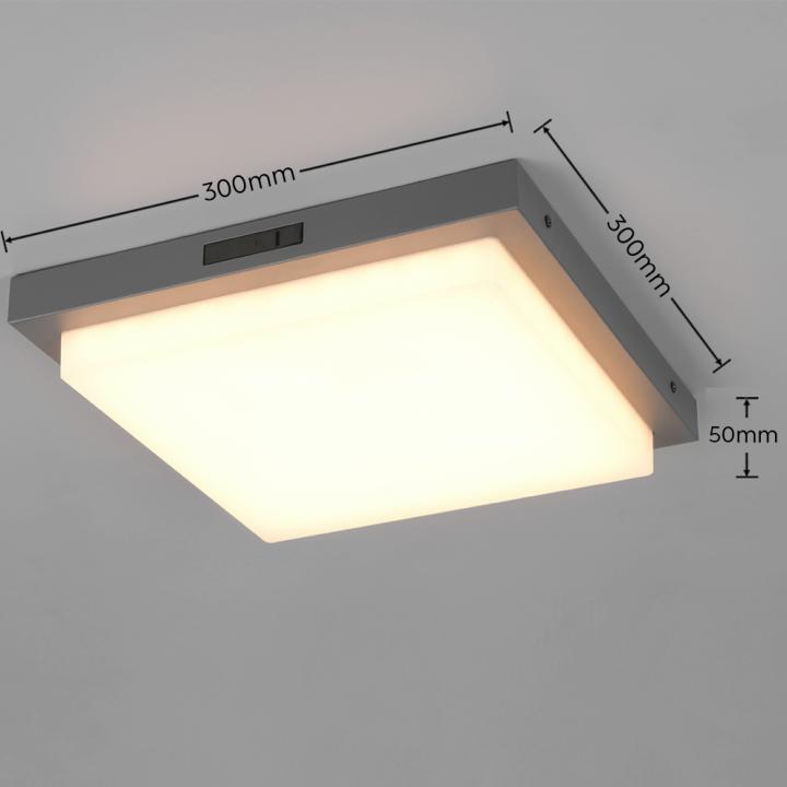 TRIO BERMEJO kwadratowa lampa sufitowa z czujnikiem ruchu
