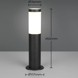 TRIO TRIOTO stalowy czarny słupek ogrodowy żarówka E27 IP44