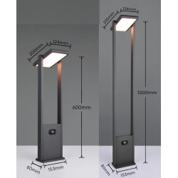TRIO MALAWI lampa stojąca ogrodowa regulowana, czujnik ruchu