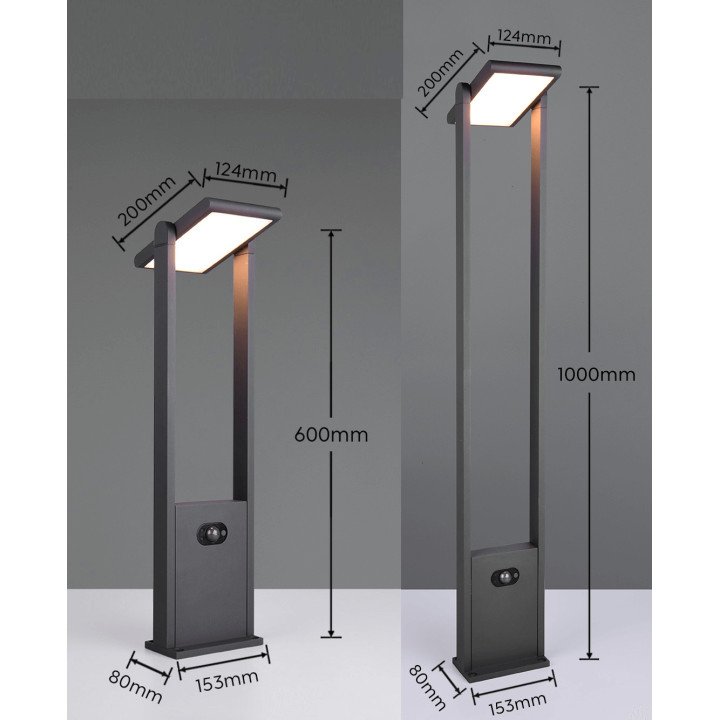 TRIO MALAWI lampa stojąca ogrodowa regulowana, czujnik ruchu