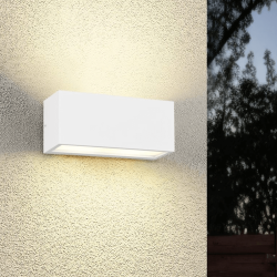 TRIO MAYENNE outdoor wall lamp IP44 white/anthracite/wood