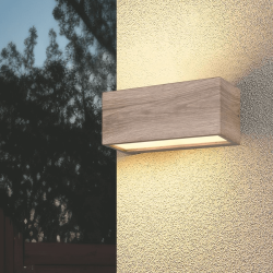 TRIO MAYENNE outdoor wall lamp IP44 white/anthracite/wood