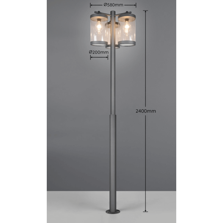 TRIO SAMBESI standing garden lamp 240cm twilight sensor