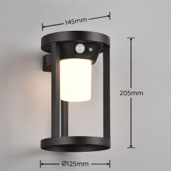 TRIO CARMO LED solar wall lamp with IP54 motion sensor