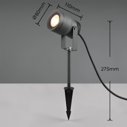 TRIO MAREB LED garden spotlight with adjustable anthracite