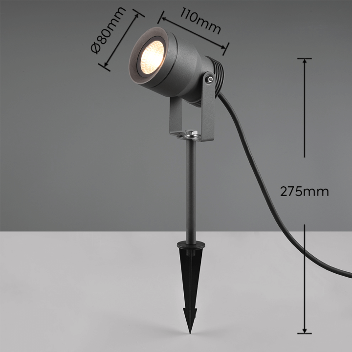 TRIO MAREB LED garden spotlight with adjustable anthracite