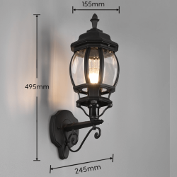 TRIO ELVO outdoor wall lamp E27 60W in matte black