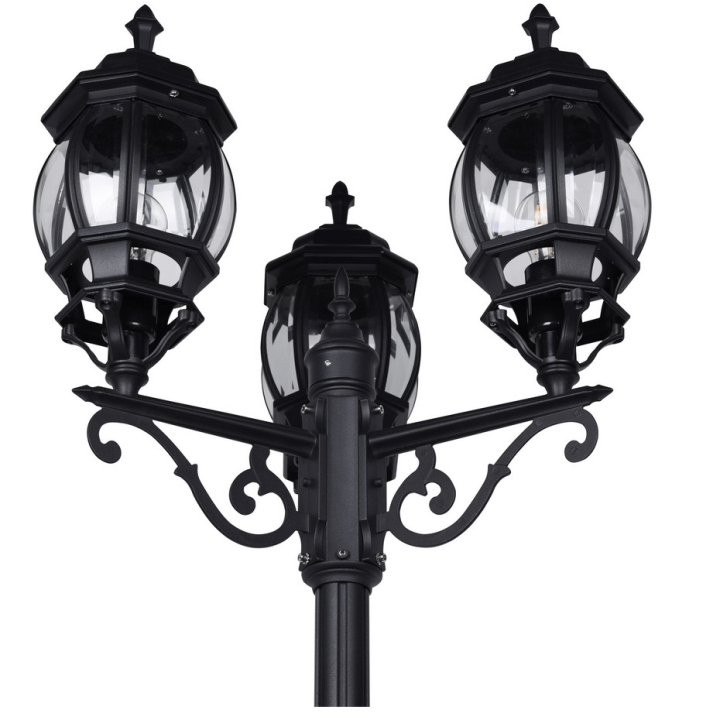 TRIO ELVO czarna lampa ogrodowa stojąca 240cm 3xE27