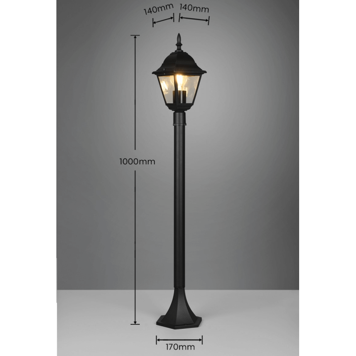TRIO LIVENZA czarna lampa ogrodowa stojąca 100cm aluminium