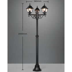 TRIO LIVENZA black garden standing lamp 200cm 3xE27