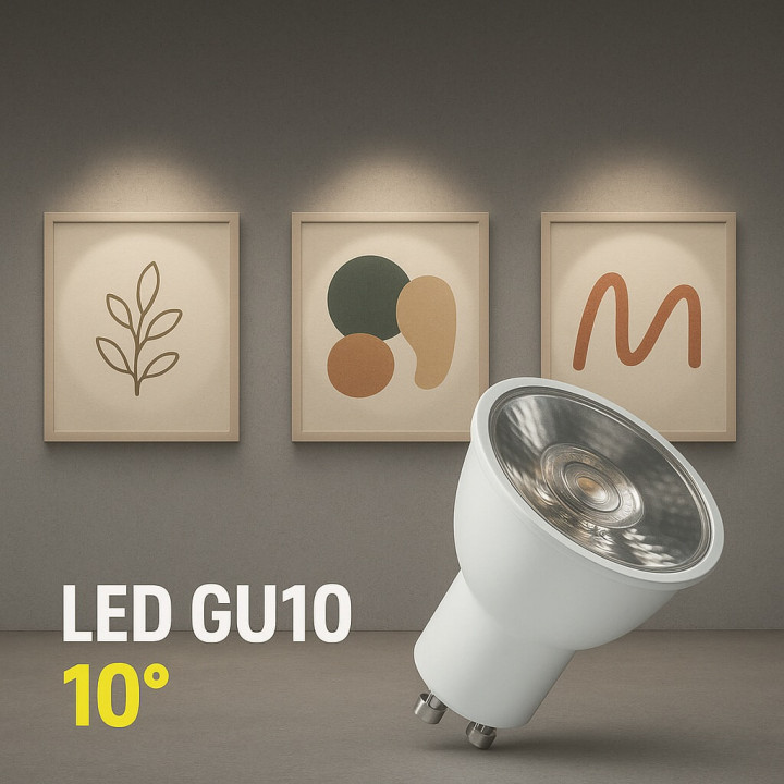 LED bulb GU10 6W narrow beam angle 10&deg; 3000K, 4000K
