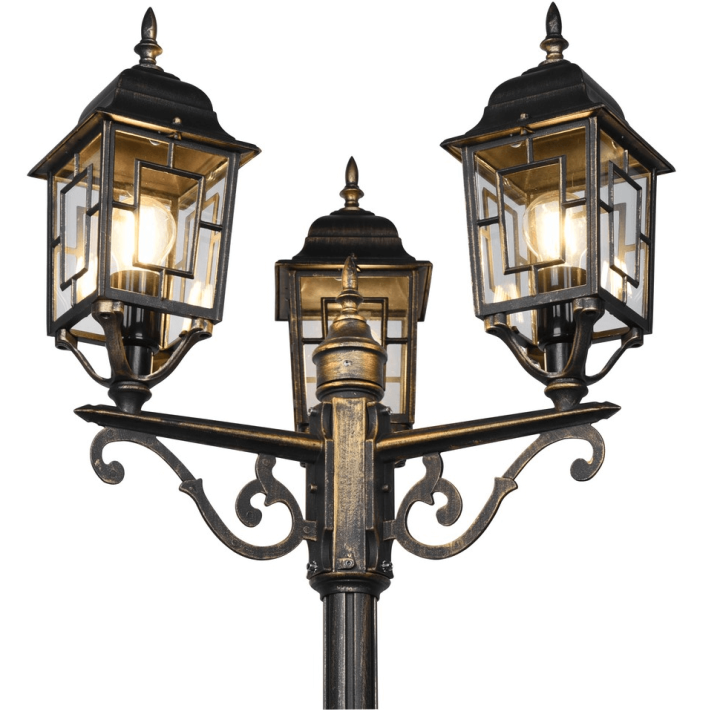 TRIO VOLTURNO rdzawa lampa ogrodowa 200cm z aluminium 3xE27