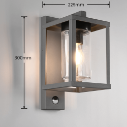 TRIO LUNGA anthracite outdoor wall lamp with motion sensor