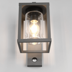 TRIO LUNGA anthracite outdoor wall lamp with motion sensor