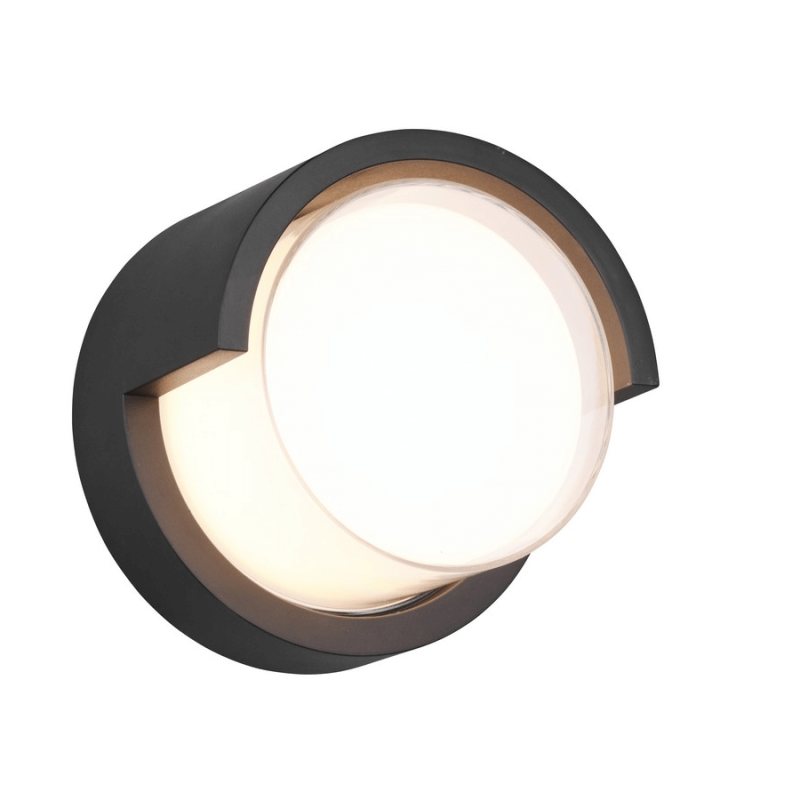TRIO PUNO round black LED outdoor wall lamp 3000K IP54