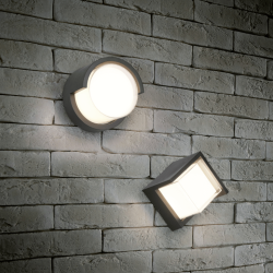 TRIO PUNO round black LED outdoor wall lamp 3000K IP54