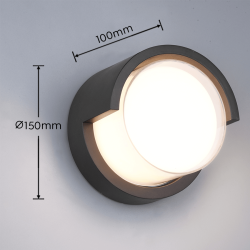TRIO PUNO round black LED outdoor wall lamp 3000K IP54