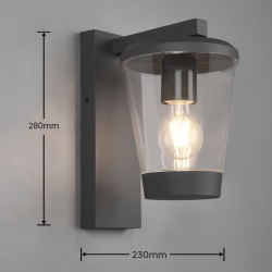 TRIO CAVADO outdoor wall lamp E27 bulb IP44 anthracite