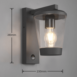 TRIO CAVADO outdoor wall lamp E27 with motion sensor