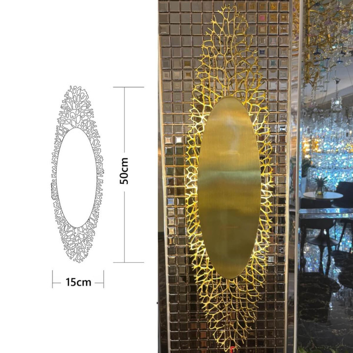 ADANI Mirror elegancki kinkiet 50cm złoty, chrom 2xG9