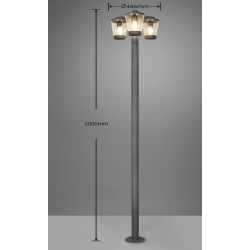 TRIO CAVADO lampa ogrodowa stojąca 220cm 3xE27 antracyt