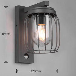 TRIO TUELA outdoor wall lamp E27 with motion sensor