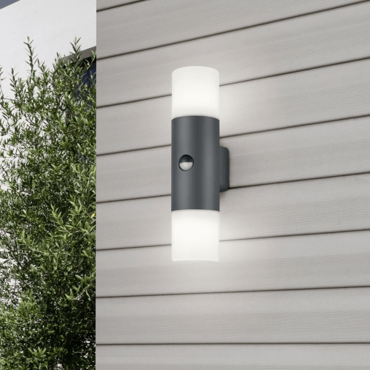 TRIO HOOSIC outdoor wall lamp with motion sensor, anthracite