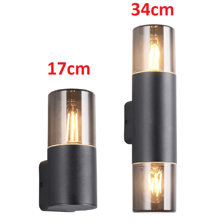 TRIO HOOSIC black outdoor wall lamp E27 17/34cm